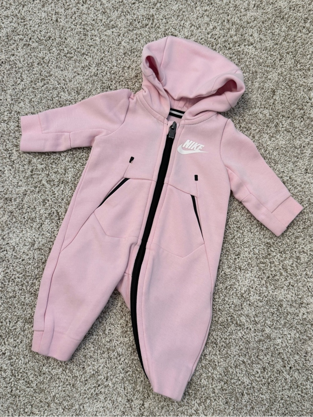 Nike Tech Pink Hooded One-Piece with Black Trim